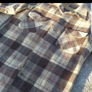 Vtg Pendleton Plaid Wool Board Shirt S